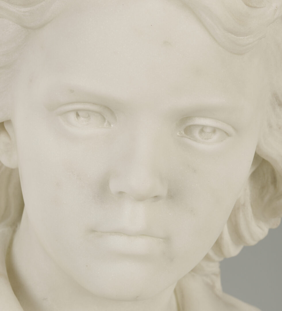 Lot 147: Chauncey Ives Marble Portrait Bust of a Young Boy