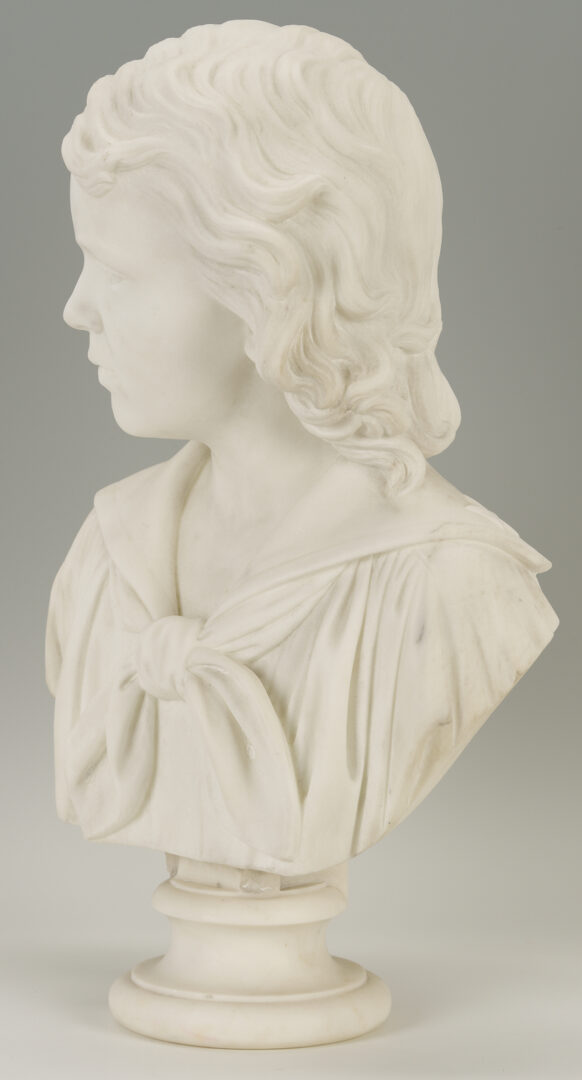 Lot 147: Chauncey Ives Marble Portrait Bust of a Young Boy