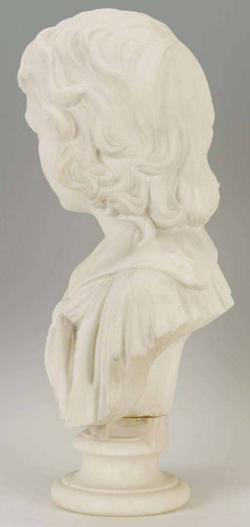 Lot 147: Chauncey Ives Marble Portrait Bust of a Young Boy