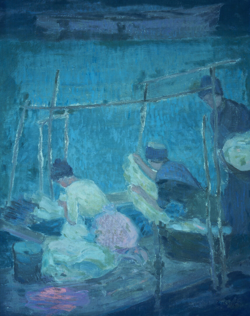 Lot 151: Roy Gamble O/C Painting, Washerwomen in Brittany