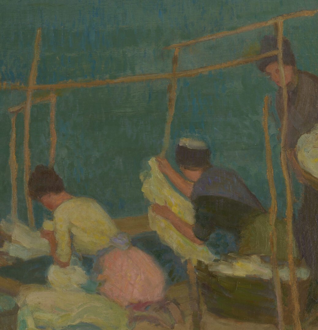 Lot 151: Roy Gamble O/C Painting, Washerwomen in Brittany