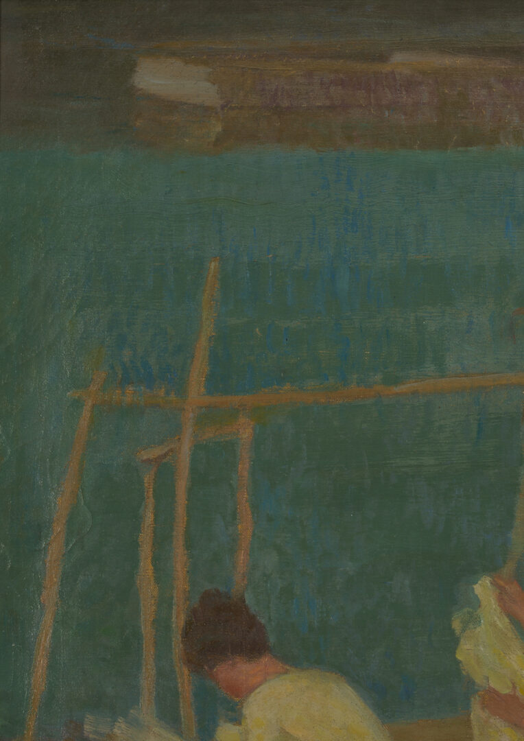 Lot 151: Roy Gamble O/C Painting, Washerwomen in Brittany