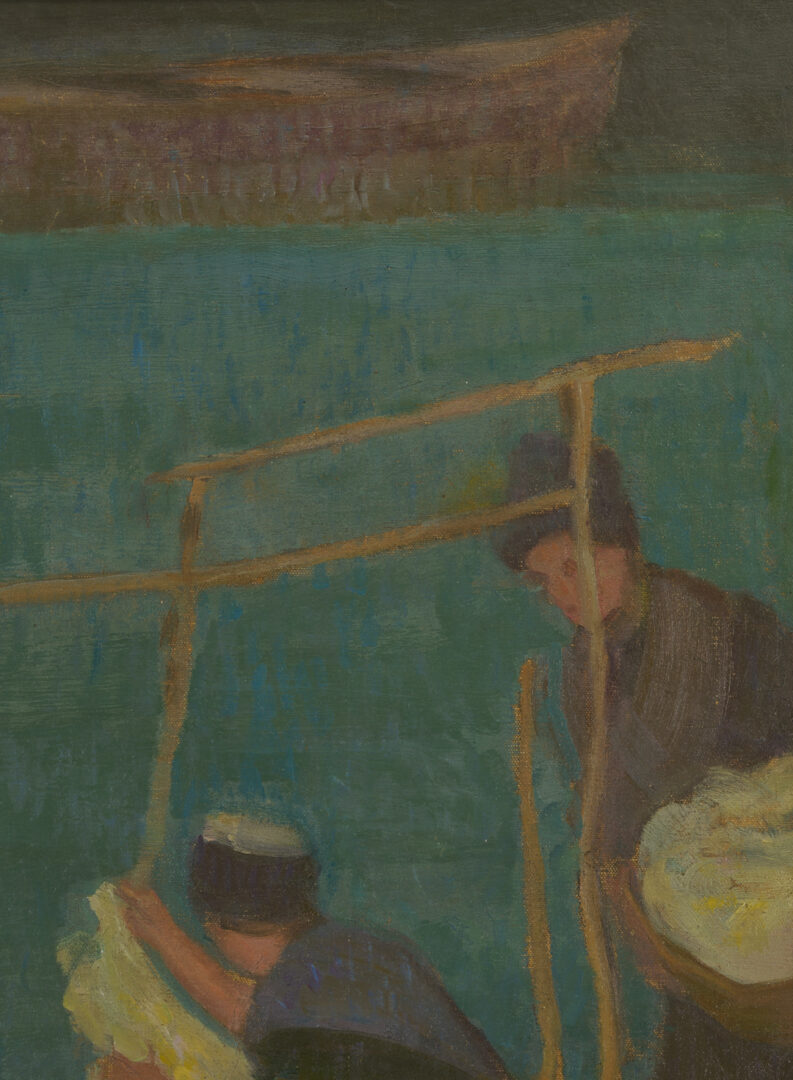 Lot 151: Roy Gamble O/C Painting, Washerwomen in Brittany