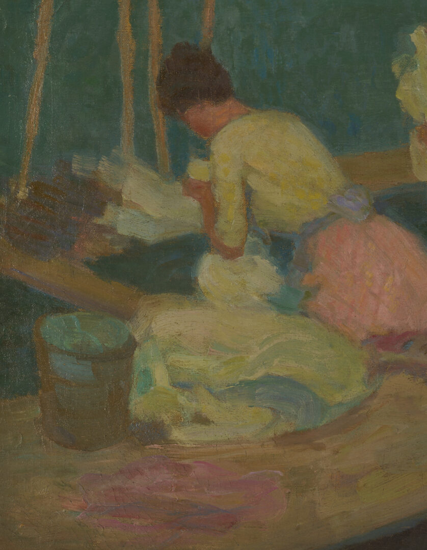 Lot 151: Roy Gamble O/C Painting, Washerwomen in Brittany