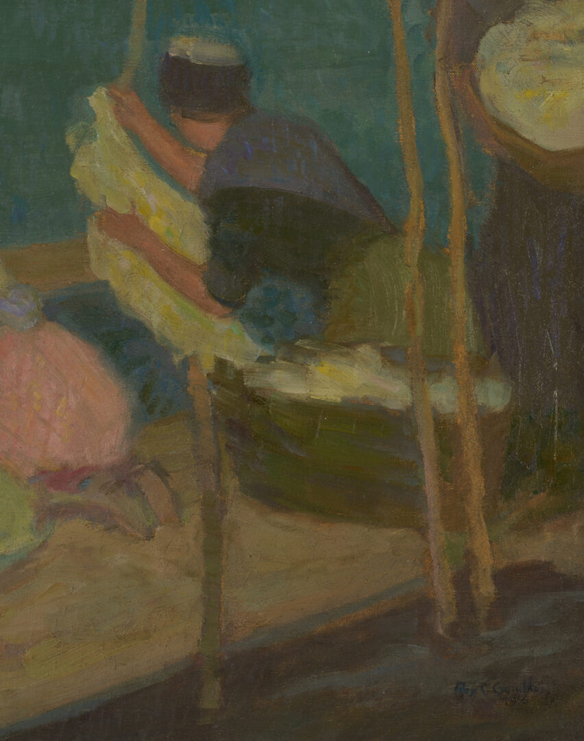 Lot 151: Roy Gamble O/C Painting, Washerwomen in Brittany