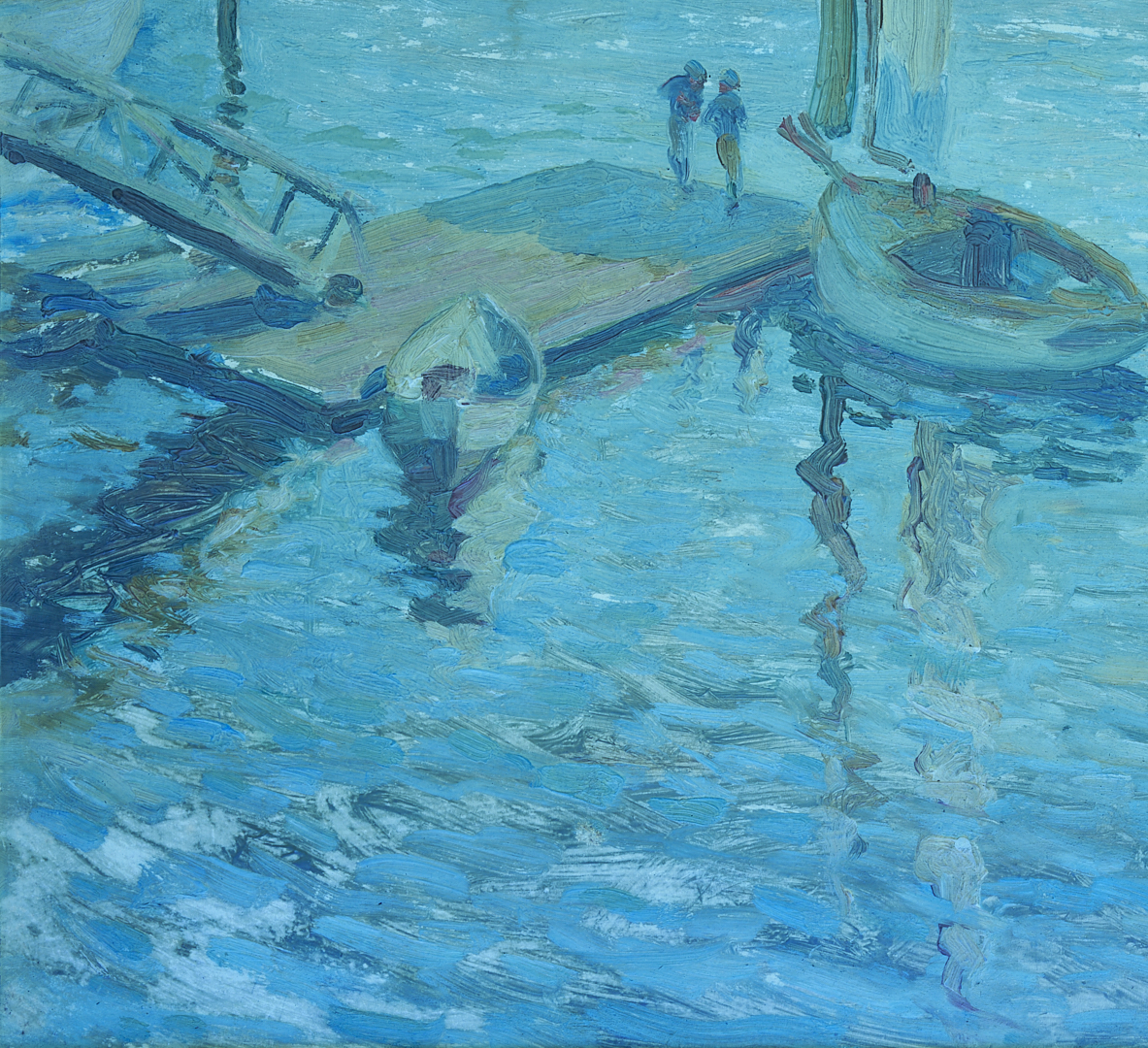 Lot 154: John Rettig O/B Harbor Scene, Yacht Races