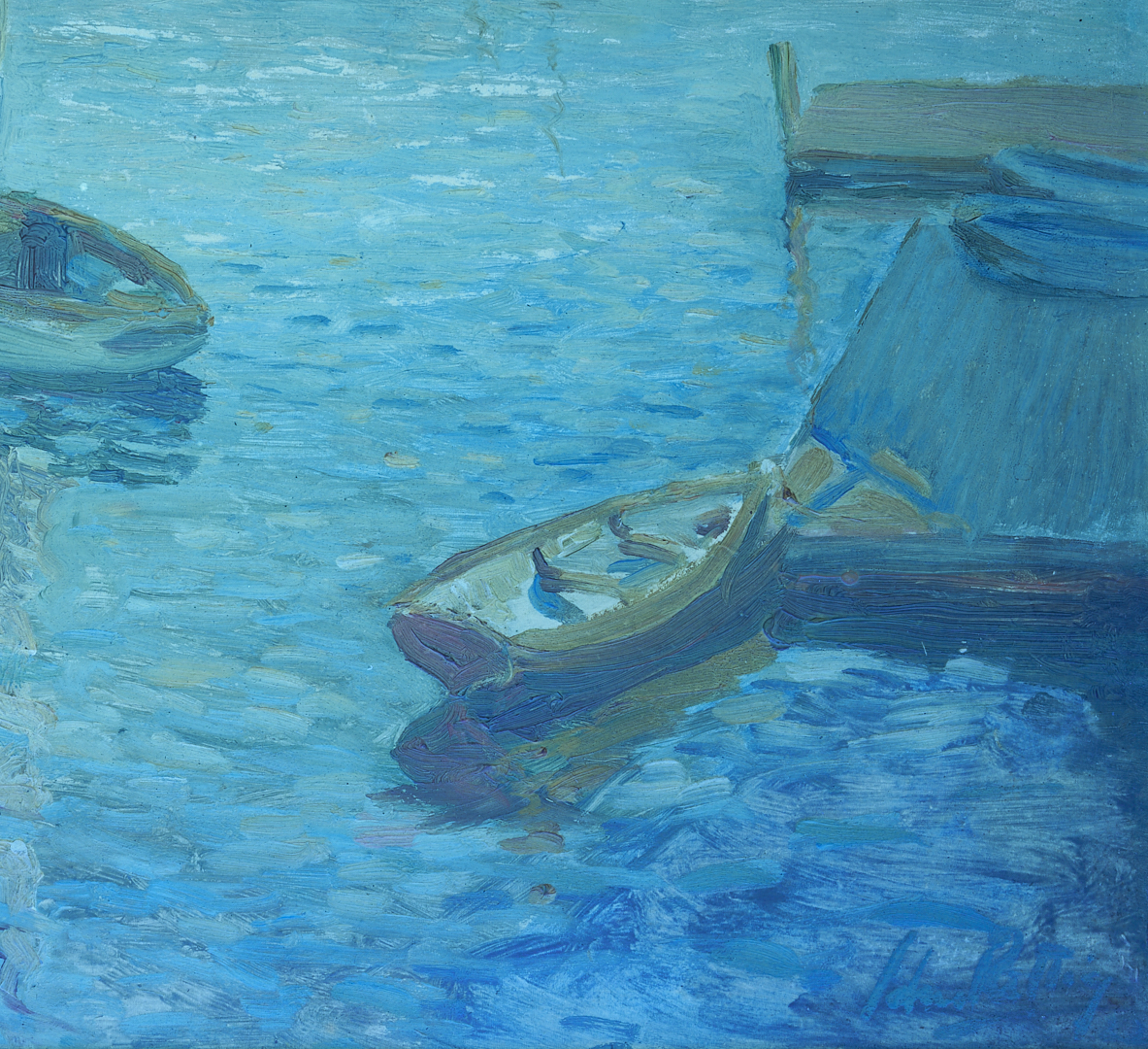 Lot 154: John Rettig O/B Harbor Scene, Yacht Races