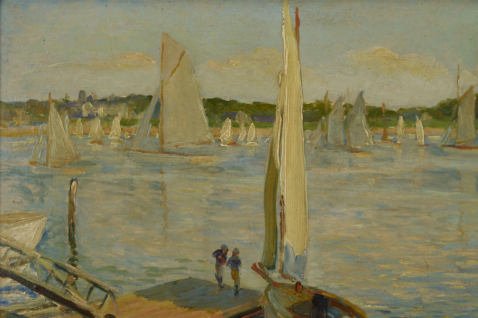 Lot 154: John Rettig O/B Harbor Scene, Yacht Races