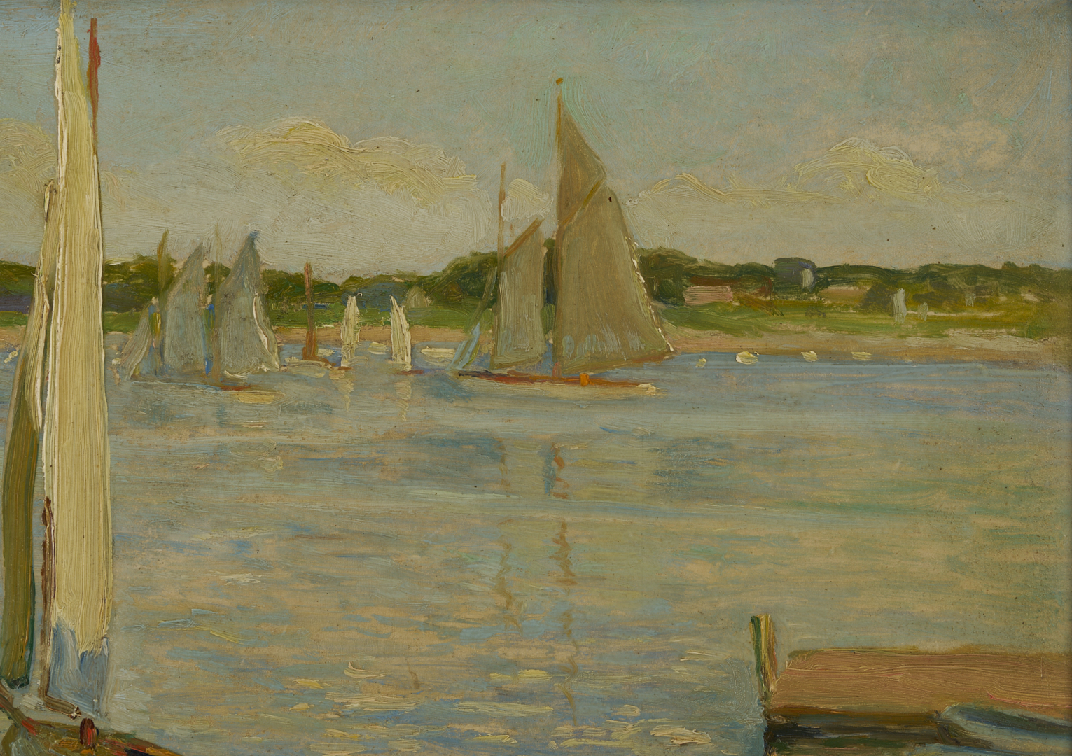 Lot 154: John Rettig O/B Harbor Scene, Yacht Races