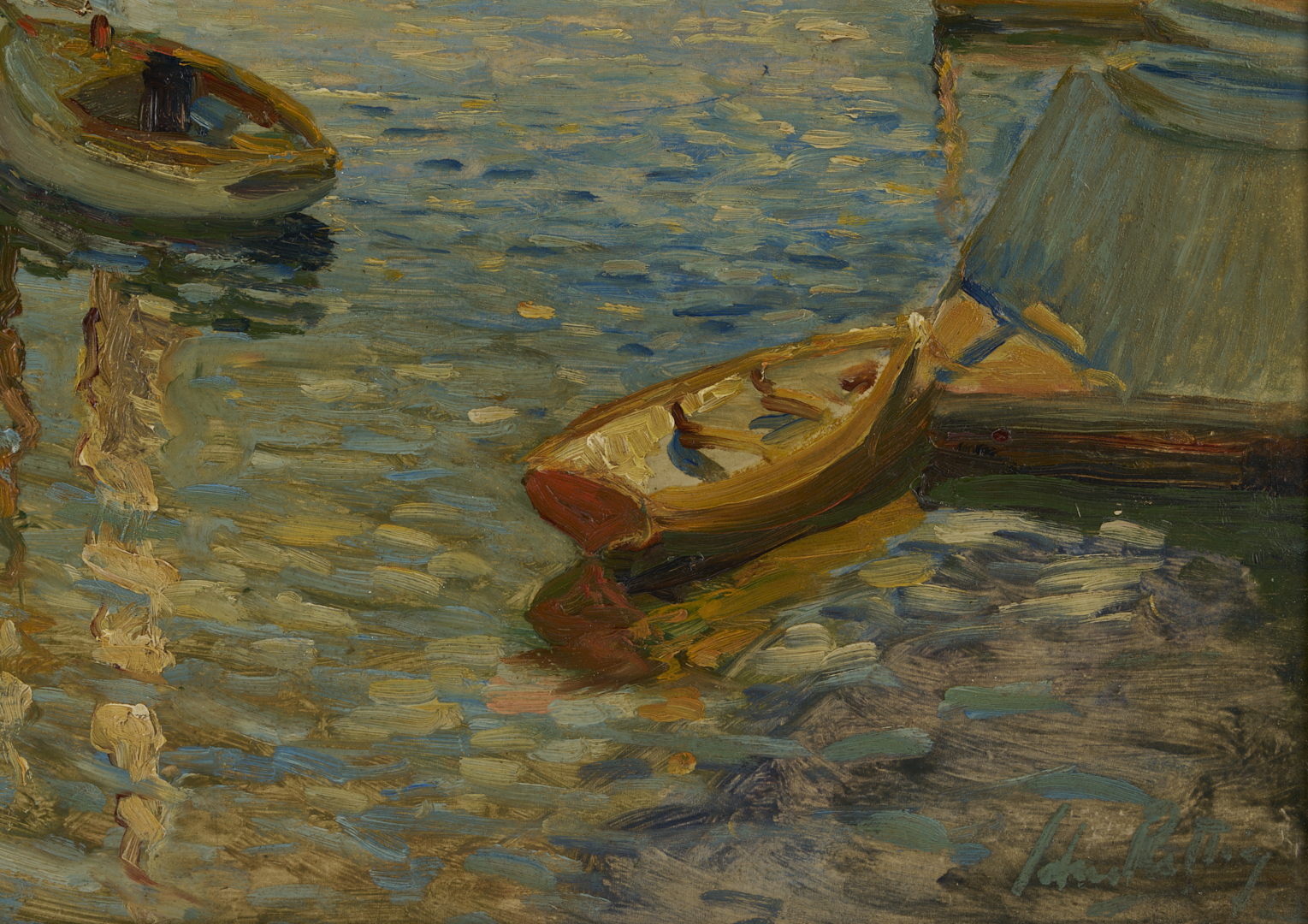 Lot 154: John Rettig O/B Harbor Scene, Yacht Races