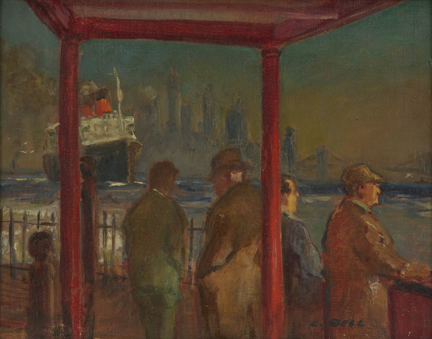 Lot 155: Cecil Bell O/C, Passing Ships – Queen Mary