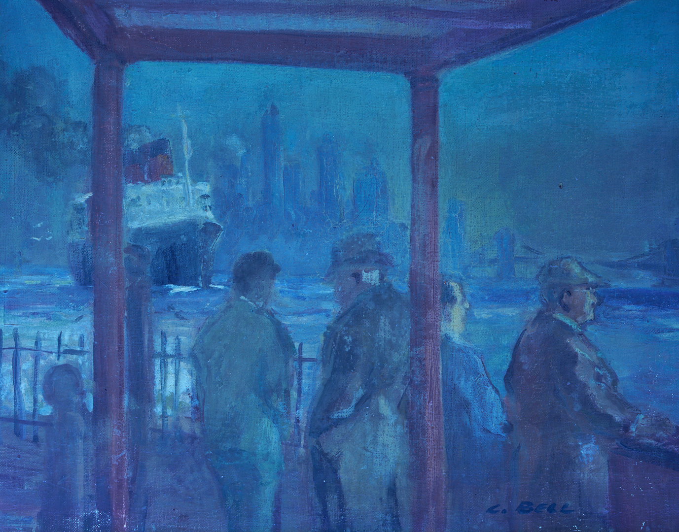 Lot 155: Cecil Bell O/C, Passing Ships – Queen Mary