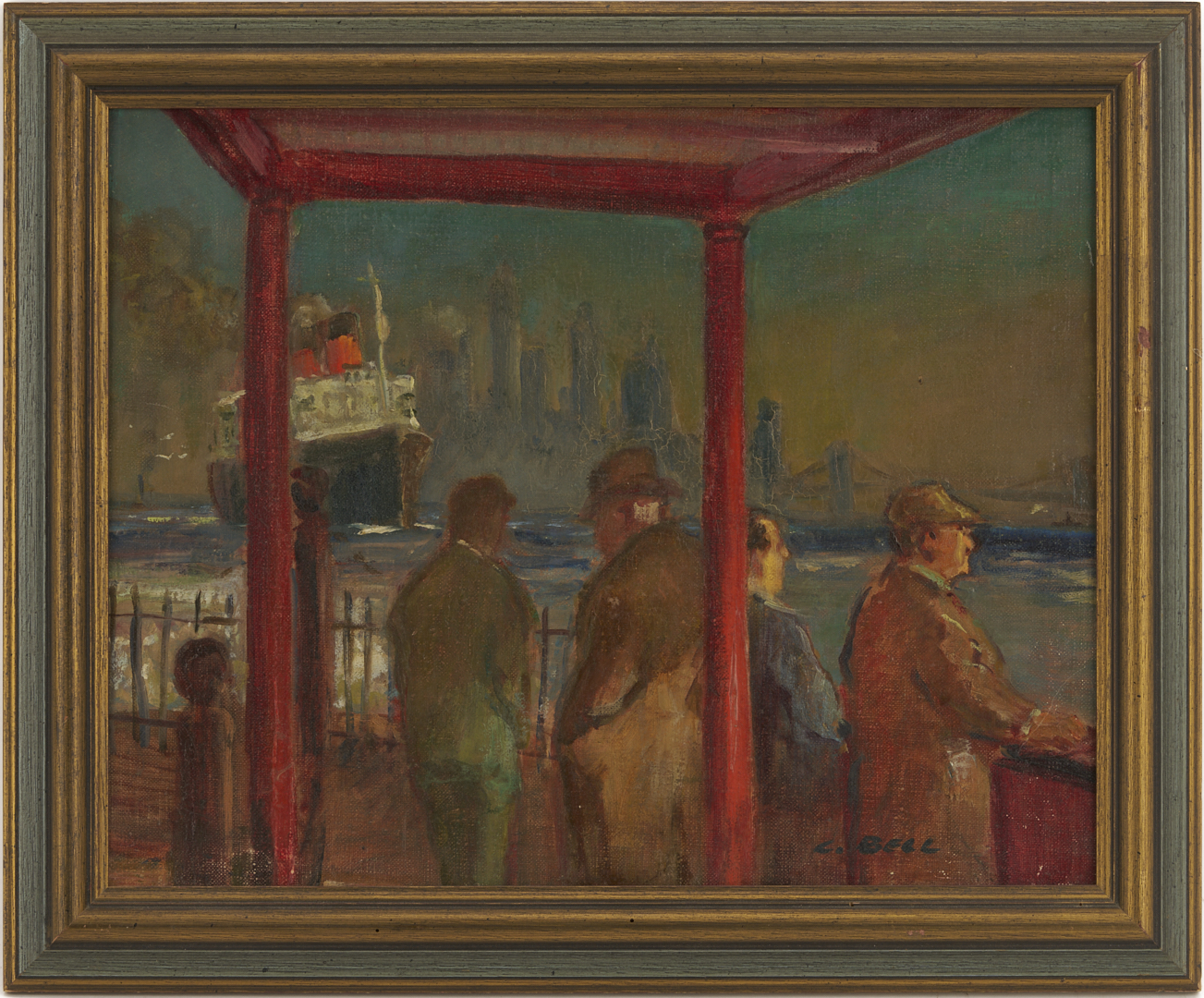 Lot 155: Cecil Bell O/C, Passing Ships – Queen Mary
