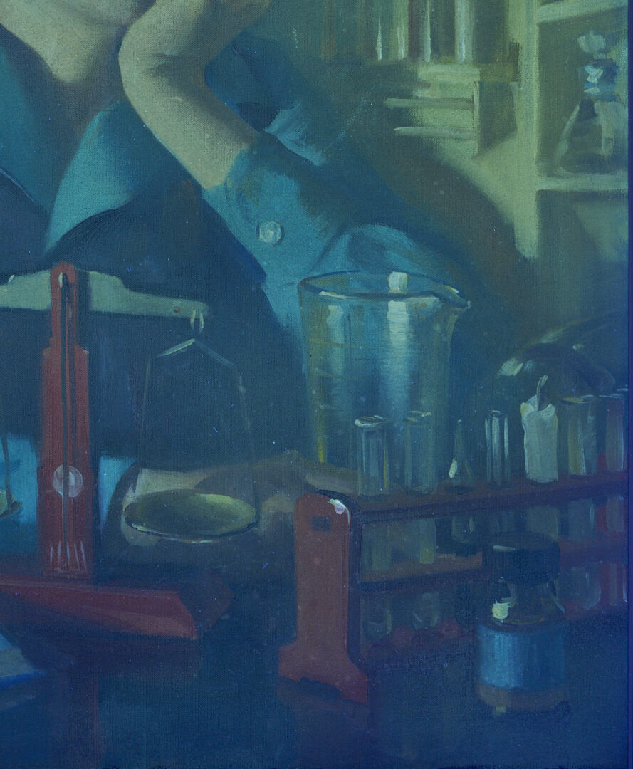 Lot 156: Andrew Loomis O/C Illustration Painting, “Men Wanted in Pharmacy”, c. 1944