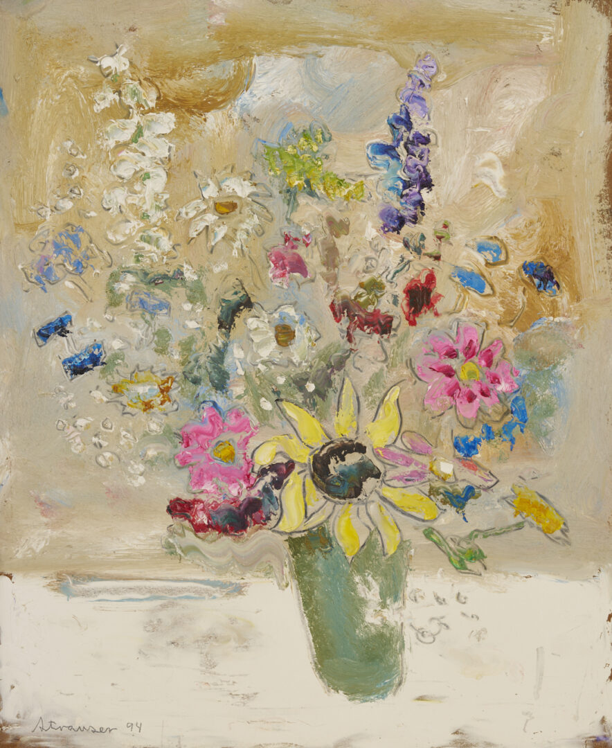 Lot 157: Sterling Strauser Floral Still Life Painting, 22 x 18 in.