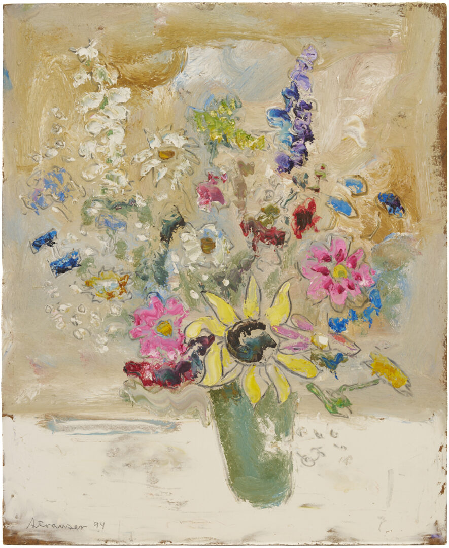 Lot 157: Sterling Strauser Floral Still Life Painting, 22 x 18 in.