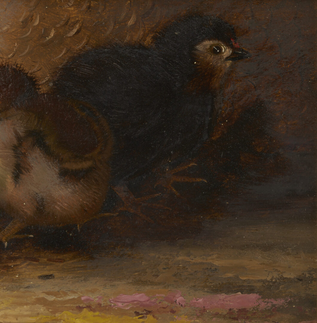 Lot 160: Mary Smith Oil Painting, Three Chicks