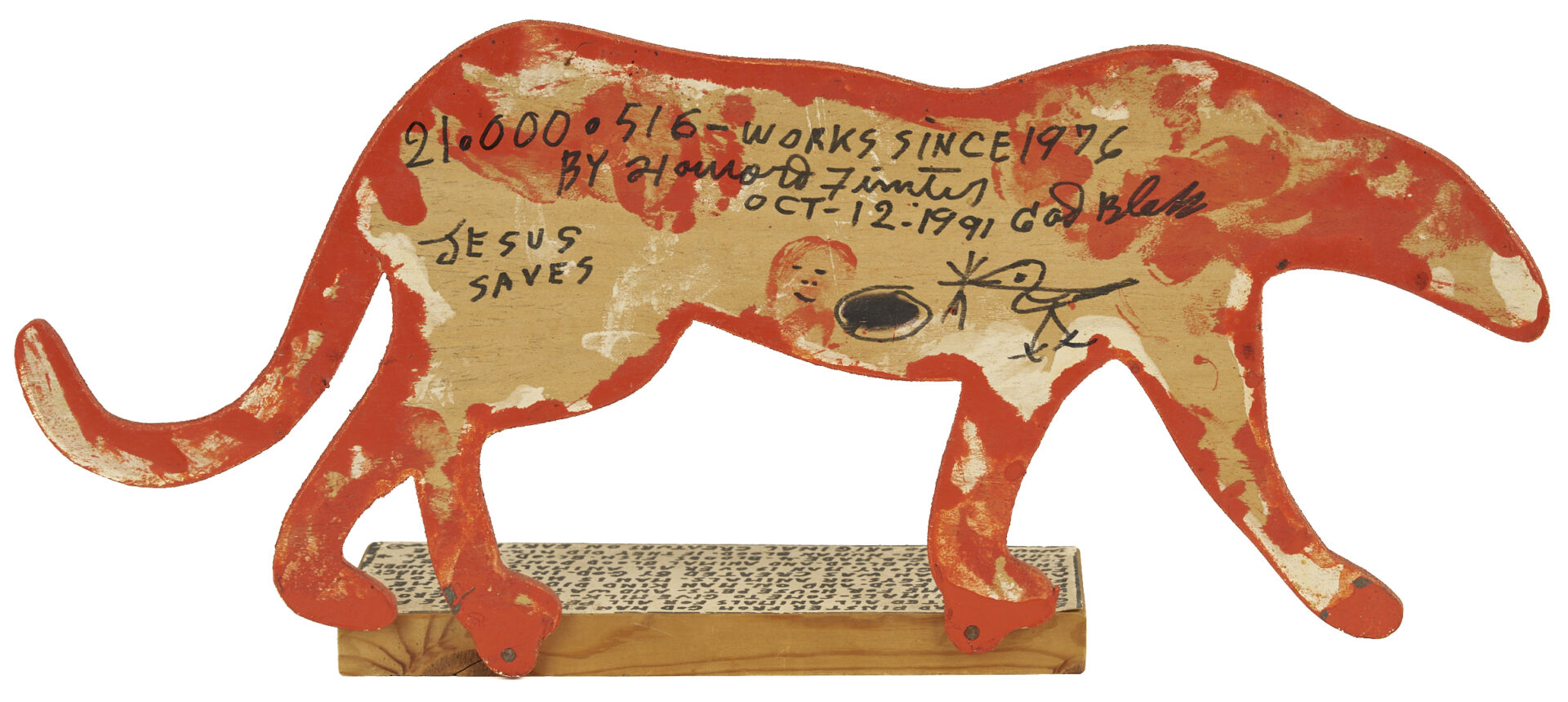 Lot 165: Howard Finster Folk Art Jaguar Cut Out