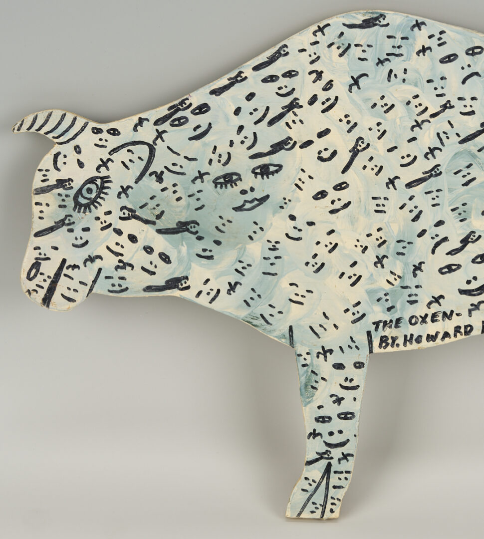 Lot 166: Howard Finster Folk Art Oxen Cut Out