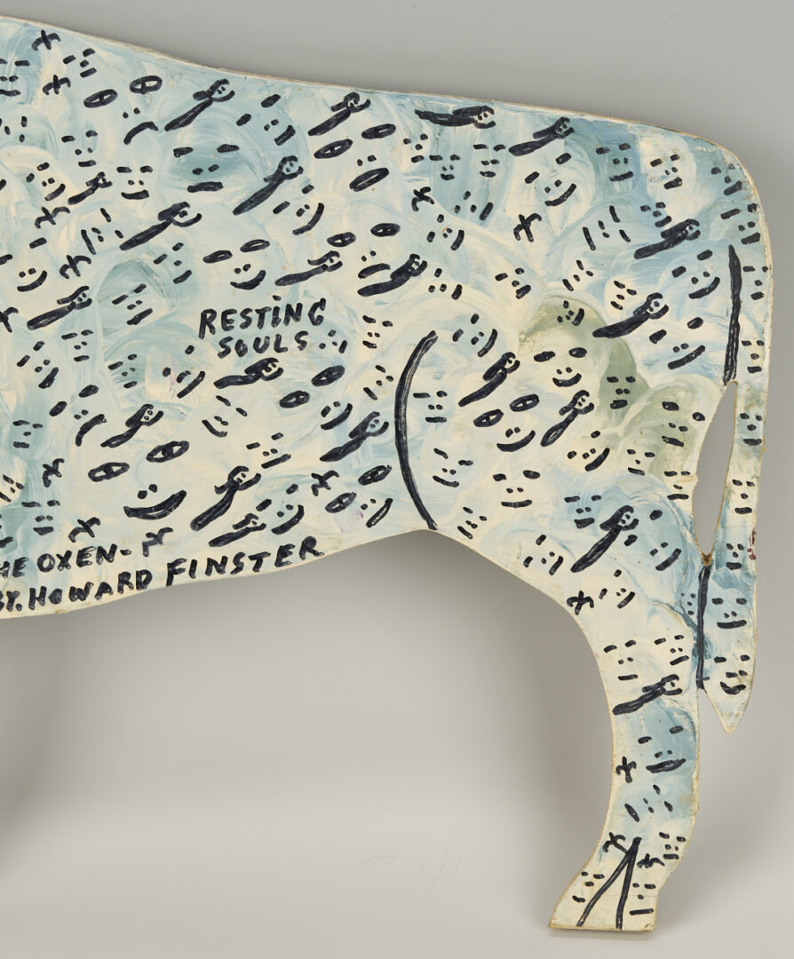 Lot 166: Howard Finster Folk Art Oxen Cut Out