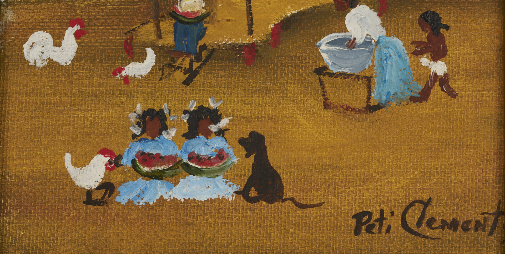 Lot 168: 3 Peti Clements Alabama Folk or Outsider Art Black Americana Paintings
