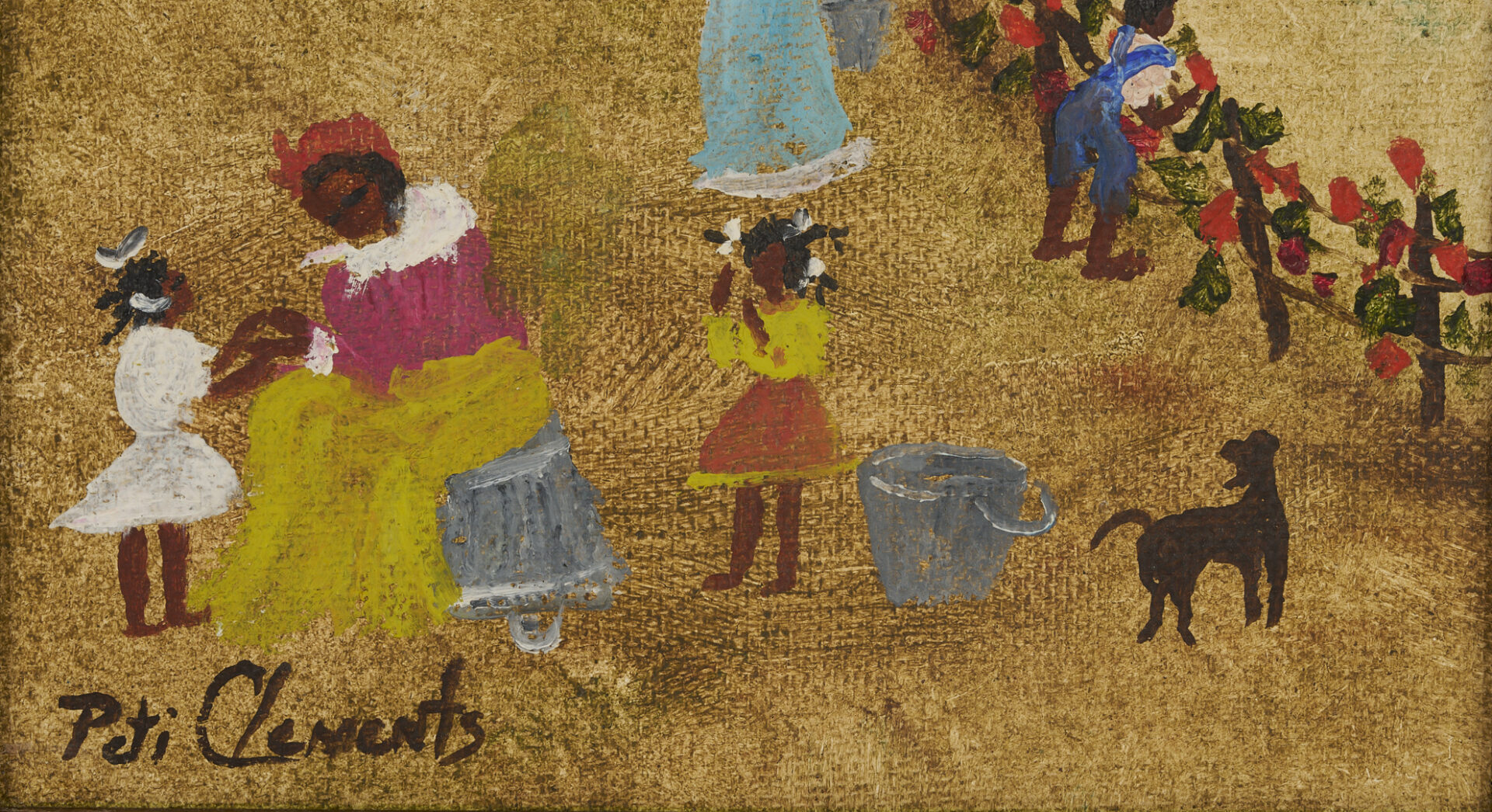 Lot 168: 3 Peti Clements Alabama Folk or Outsider Art Black Americana Paintings