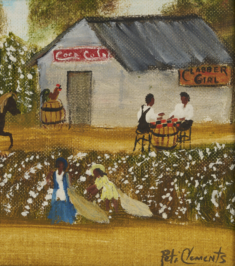 Lot 168: 3 Peti Clements Alabama Folk or Outsider Art Black Americana Paintings