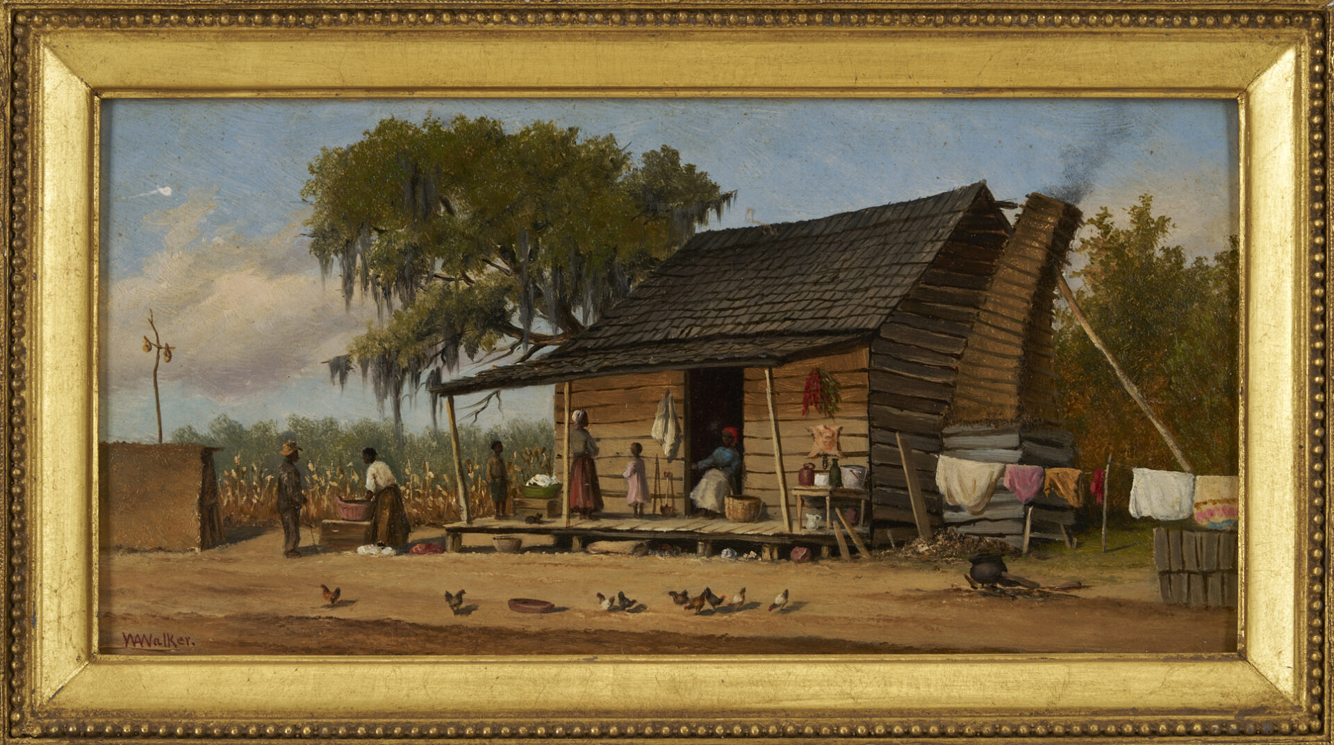 Lot 176: William Aiken Walker O/B Panoramic Cabin Scene Painting