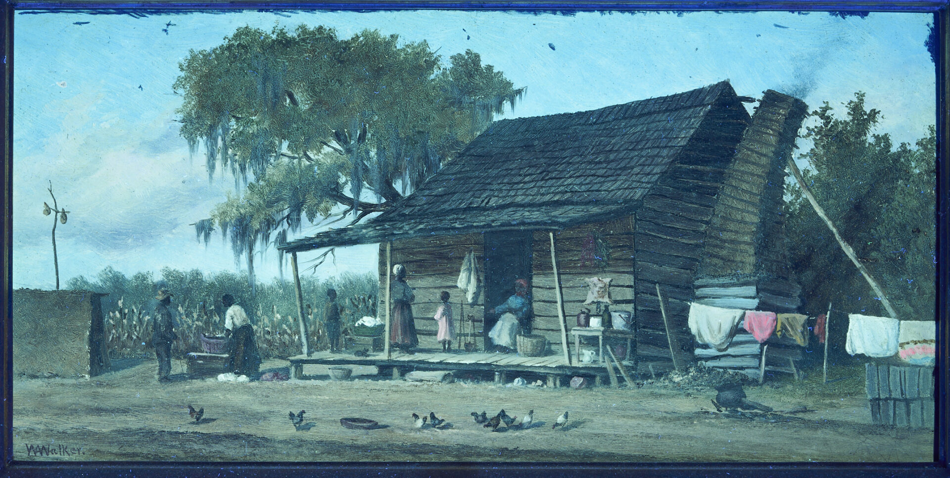 Lot 176: William Aiken Walker O/B Panoramic Cabin Scene Painting