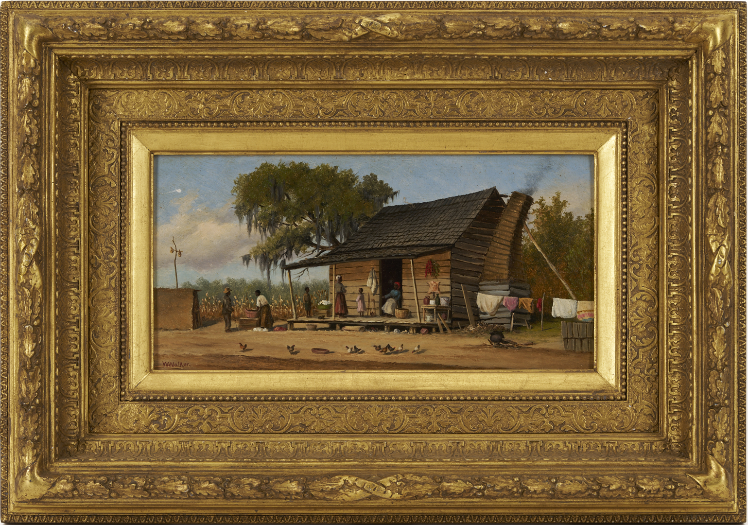 Lot 176: William Aiken Walker O/B Panoramic Cabin Scene Painting