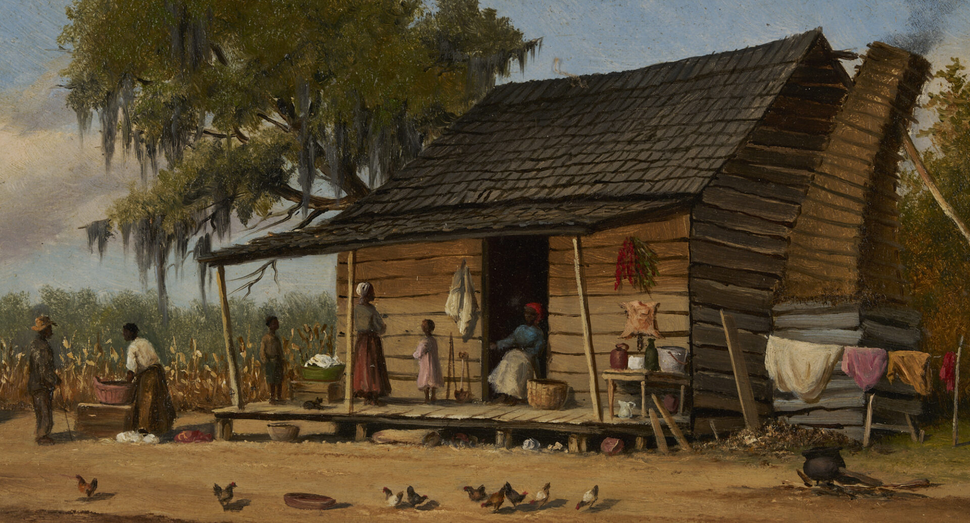 Lot 176: William Aiken Walker O/B Panoramic Cabin Scene Painting