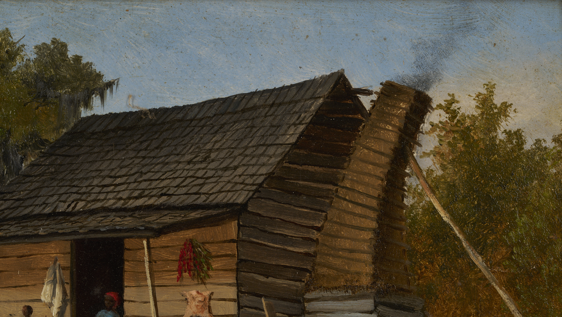 Lot 176: William Aiken Walker O/B Panoramic Cabin Scene Painting