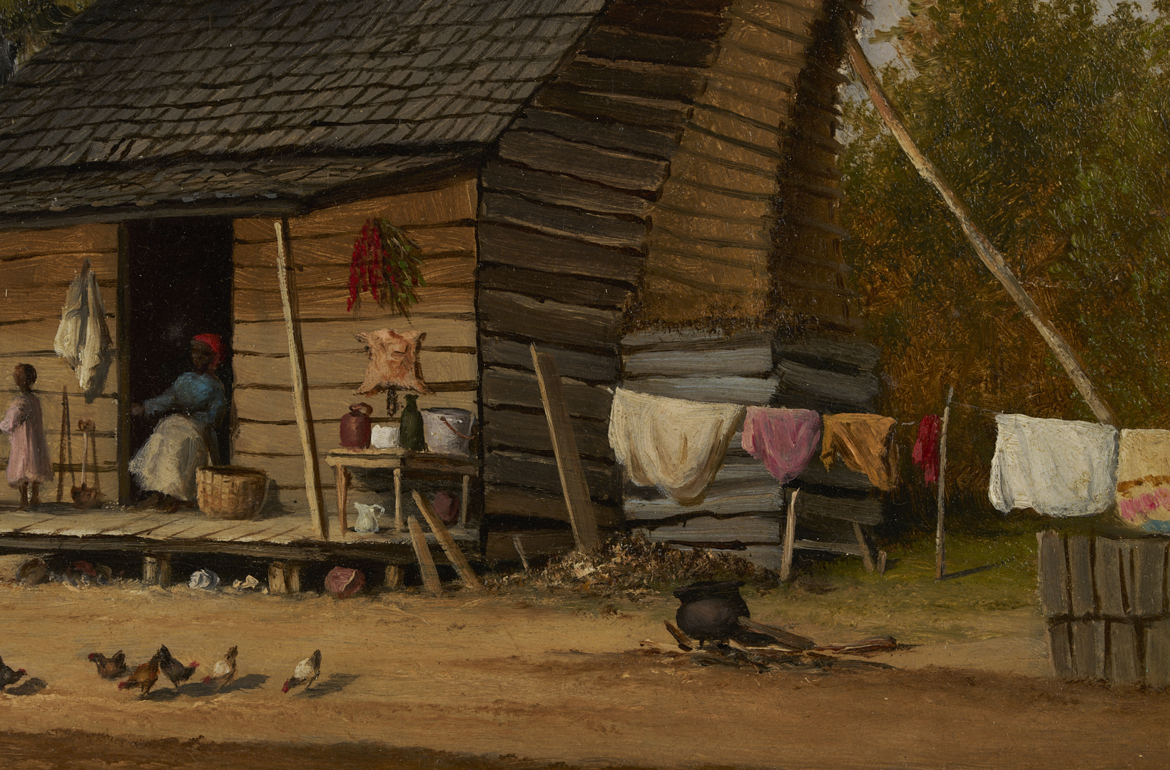 Lot 176: William Aiken Walker O/B Panoramic Cabin Scene Painting