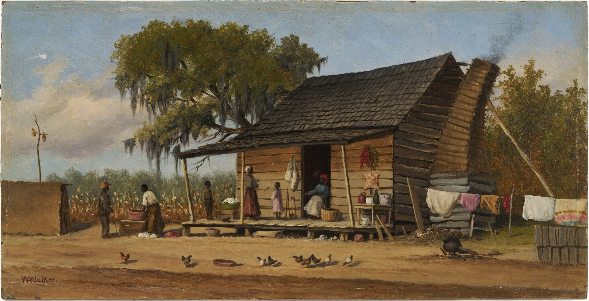Lot 176: William Aiken Walker O/B Panoramic Cabin Scene Painting