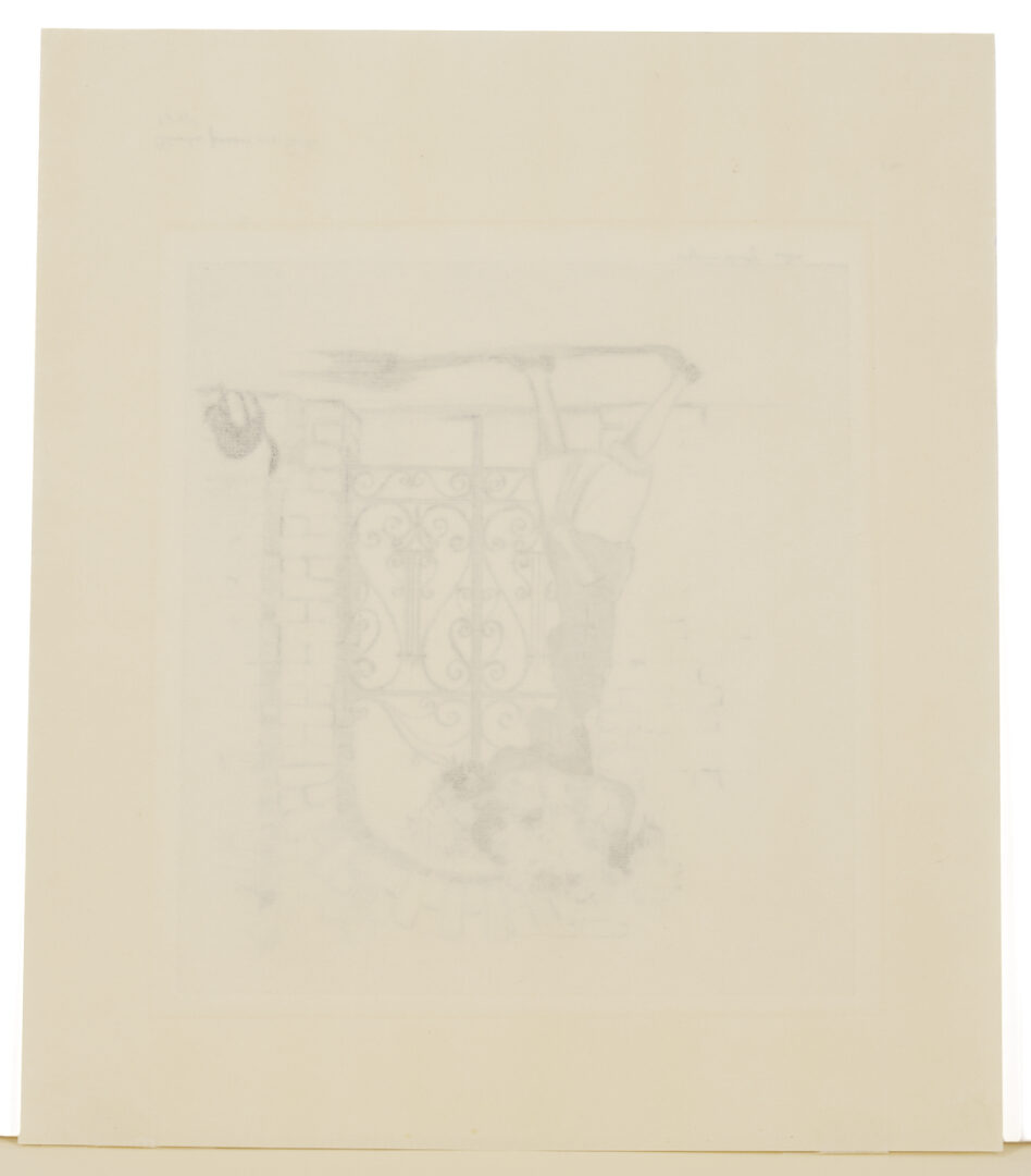 Lot 179: Alfred Hutty Etching, Phoebe Passes My Gate, 1931