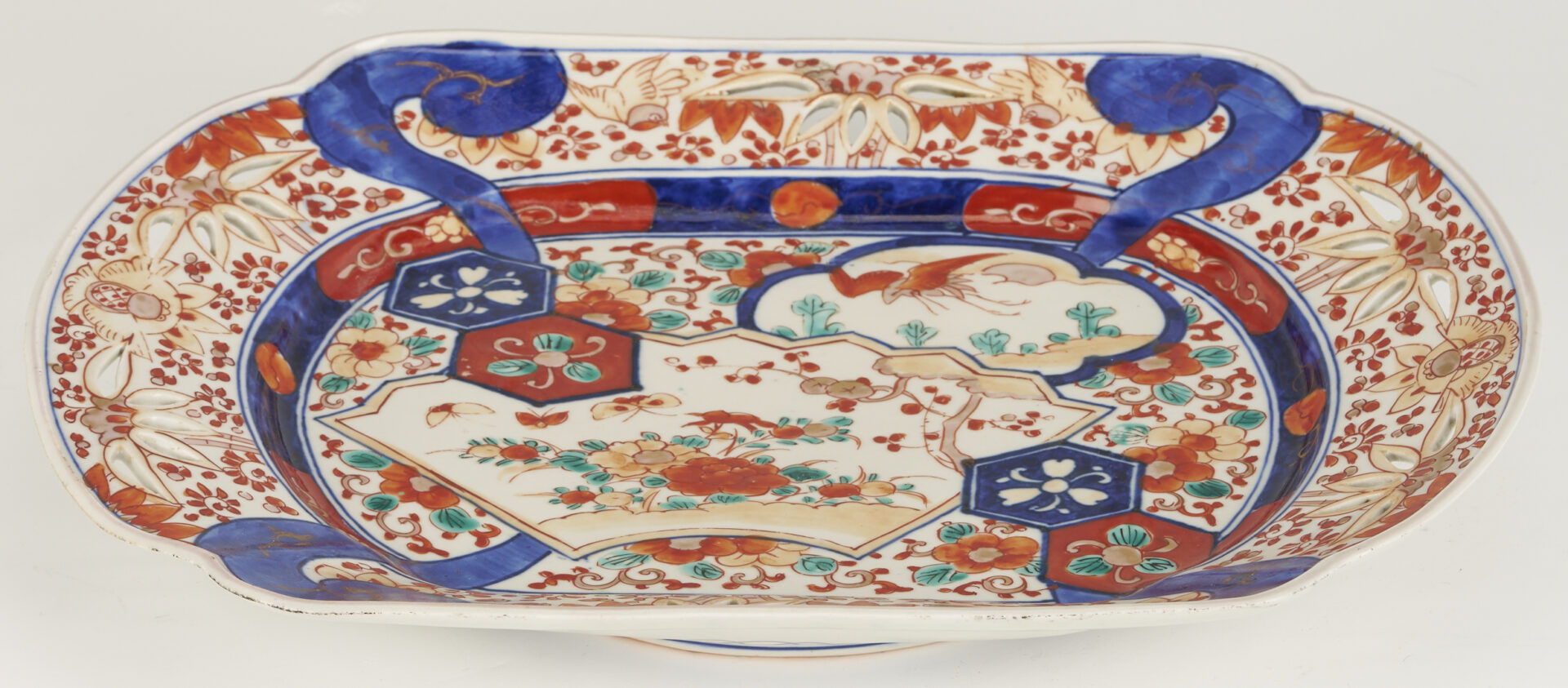 Lot 17: Pair of Imari Baluster Vases, Plus Reticulated Platter
