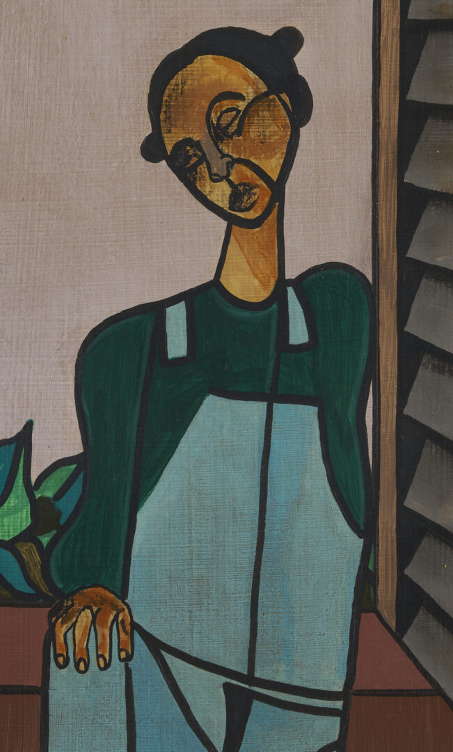 Lot 180: Robert Gwathmey O/C Painting, Musical Couple on Porch