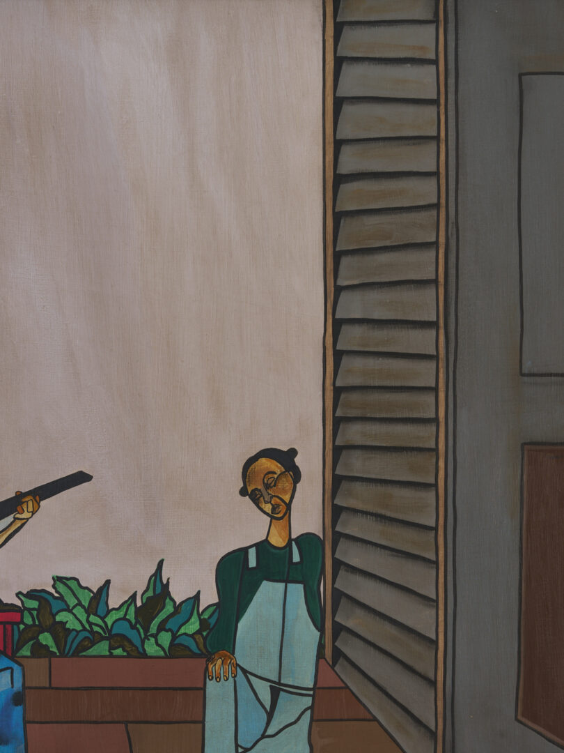 Lot 180: Robert Gwathmey O/C Painting, Musical Couple on Porch
