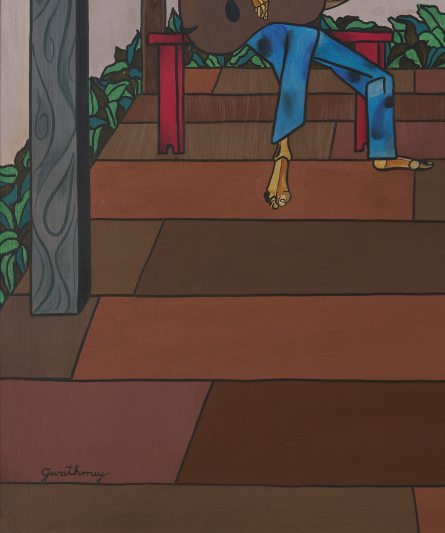 Lot 180: Robert Gwathmey O/C Painting, Musical Couple on Porch
