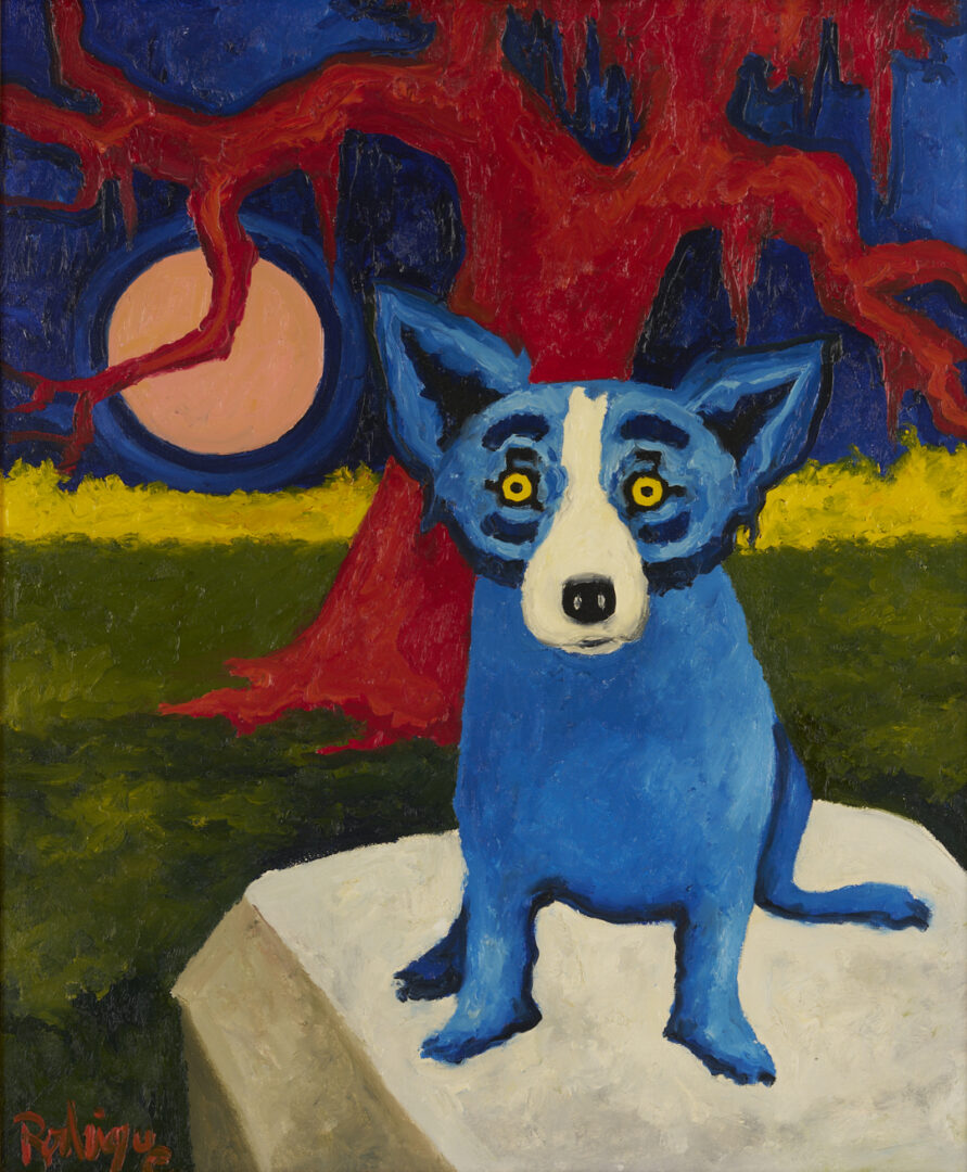 Lot 181: George Rodrigue Blue Dog Painting, Return of the Loupe-Garou