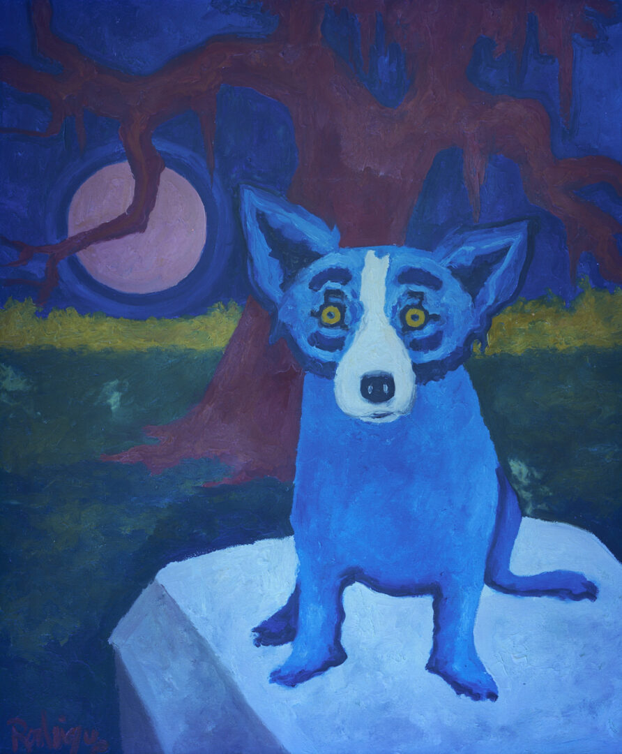 Lot 181: George Rodrigue Blue Dog Painting, Return of the Loupe-Garou