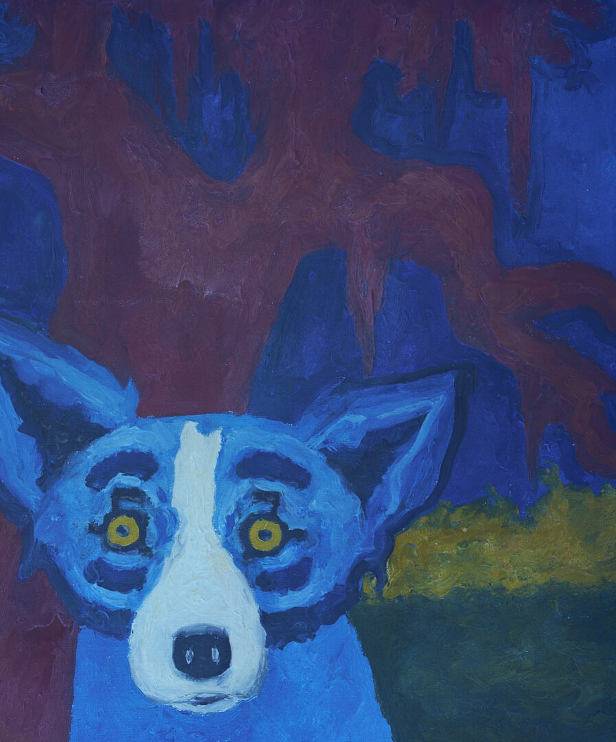Lot 181: George Rodrigue Blue Dog Painting, Return of the Loupe-Garou