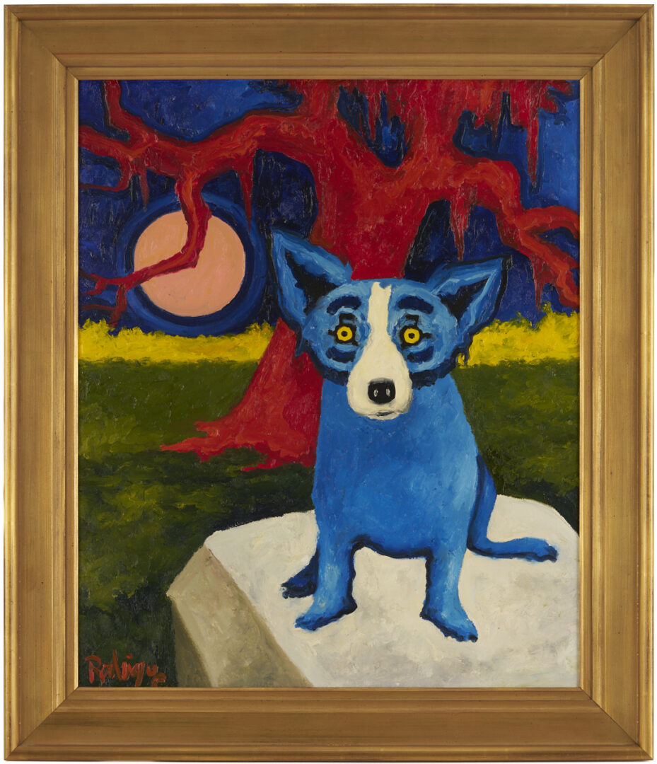 Lot 181: George Rodrigue Blue Dog Painting, Return of the Loupe-Garou