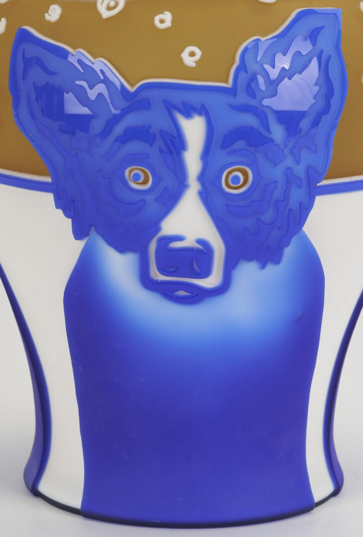 Lot 182: George Rodrigue Cameo Glass Blue Dog Vase