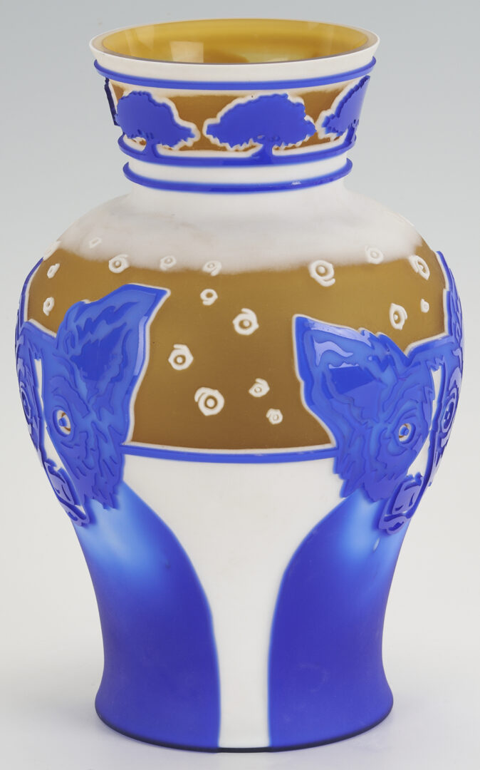 Lot 182: George Rodrigue Cameo Glass Blue Dog Vase