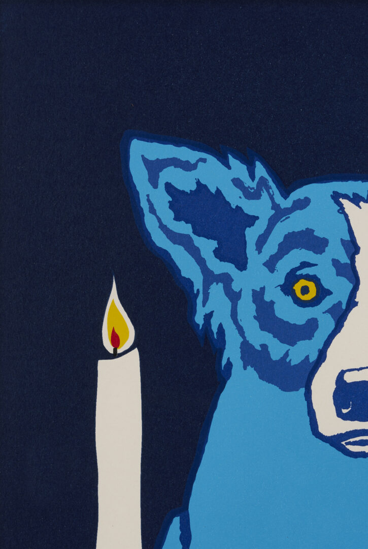 Lot 184: George Rodrigue Signed Blue Dog Print, Flame in my Heart