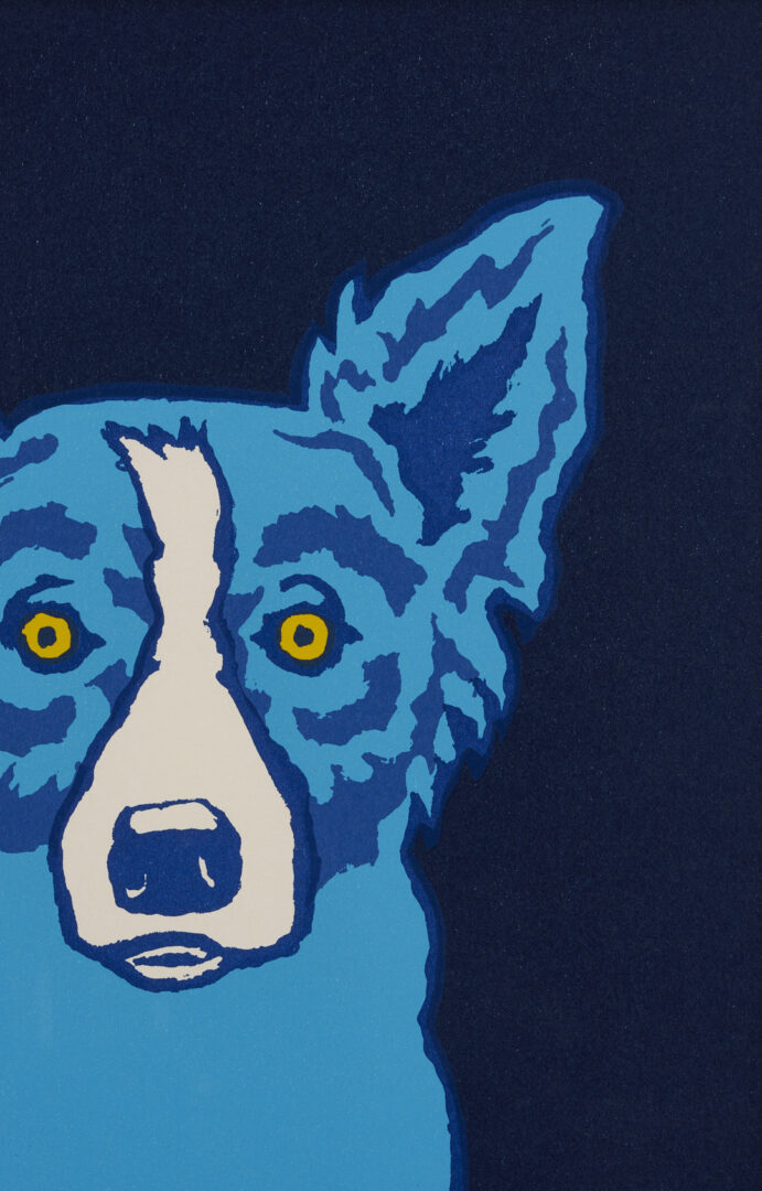 Lot 184: George Rodrigue Signed Blue Dog Print, Flame in my Heart
