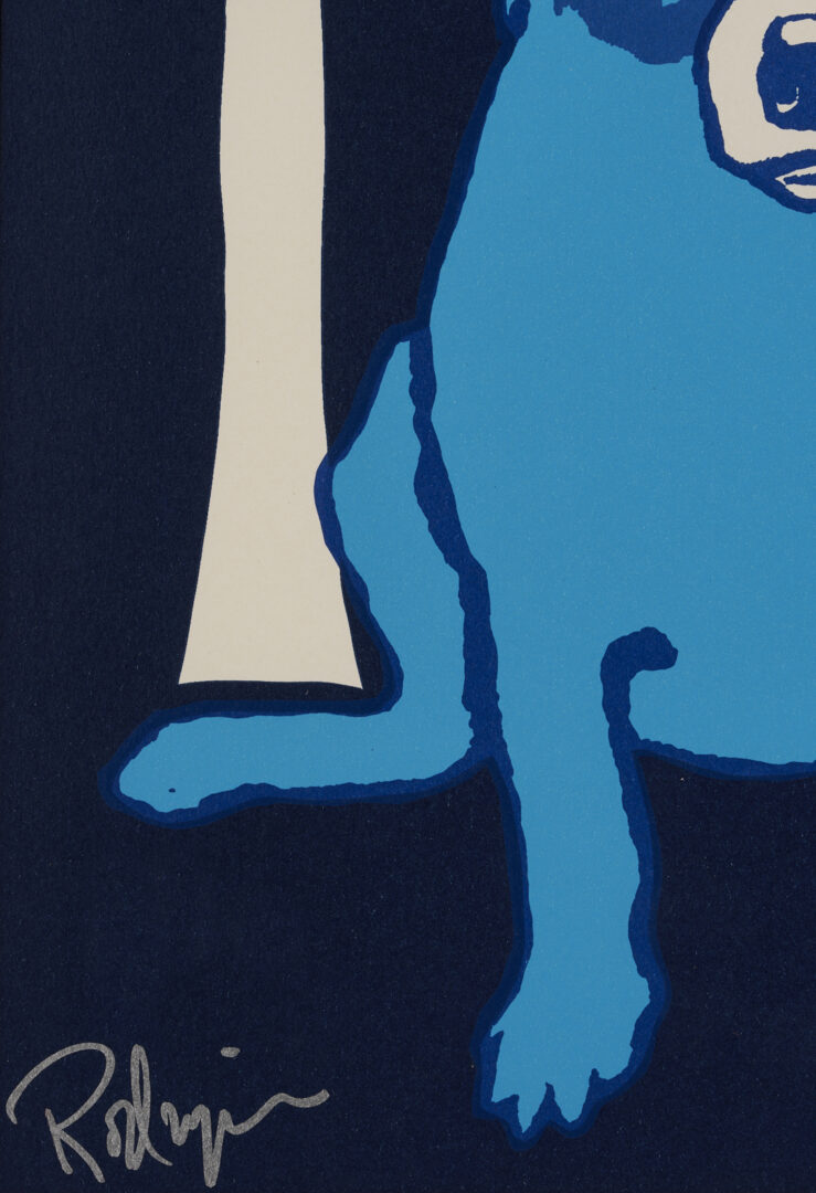 Lot 184: George Rodrigue Signed Blue Dog Print, Flame in my Heart