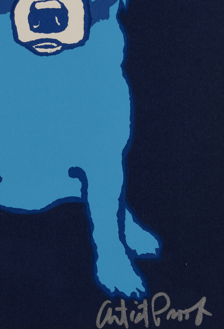 Lot 184: George Rodrigue Signed Blue Dog Print, Flame in my Heart