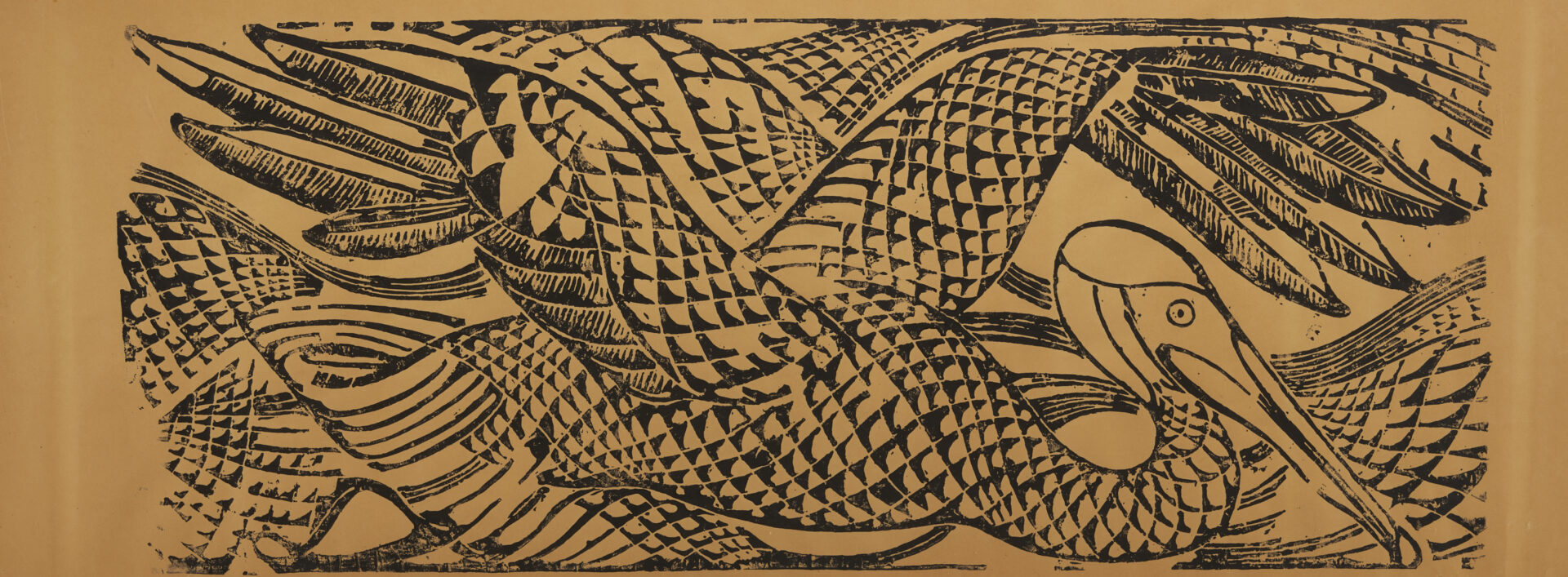 Lot 186: 3 Walter Anderson Block Prints circa 1970: Pelican, Crab, Ducks